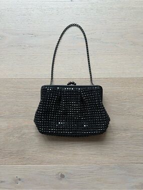 Jet Black Crystal Mini Hand Bag
